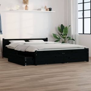 VIDAXL Bedframe met lades zwart 140x200 cm