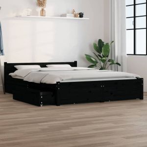 VIDAXL Bedframe met lades zwart 150x200 cm 5FT King Size