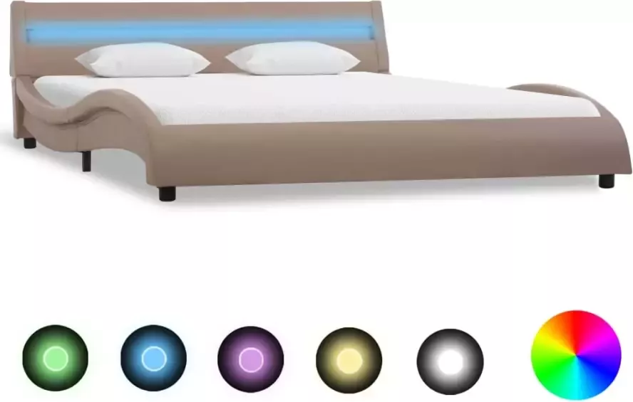 VIDAXL Bedframe met LED kunstleer cappuccino 160x200 cm
