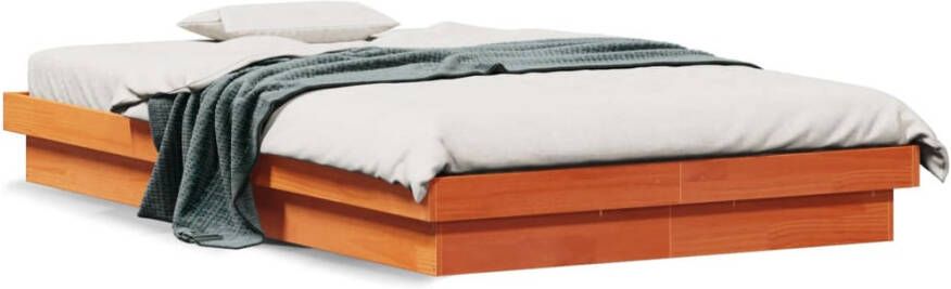 VidaXL -Bedframe-met-LED-massief-grenenhout-wasbruin-135x190-cm - Foto 4