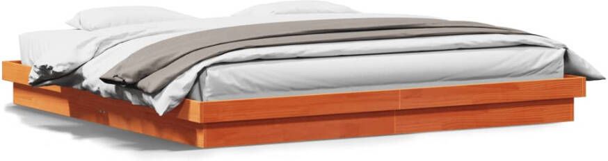 VidaXL -Bedframe-met-LED-massief-grenenhout-wasbruin-200x200-cm - Foto 4