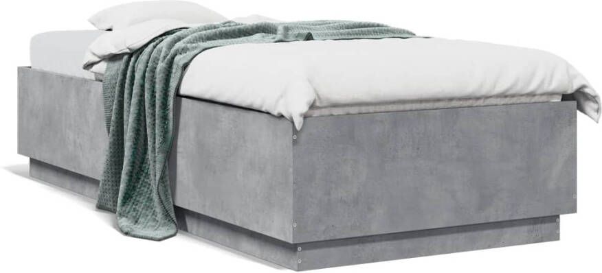 VidaXL -Bedframe-met-LED-verlichting-bewerkt-hout-betongrijs-100x200-cm - Foto 4