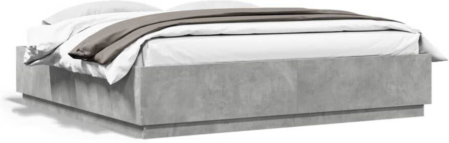 VidaXL -Bedframe-met-LED-verlichting-bewerkt-hout-betongrijs-200x200-cm - Foto 6