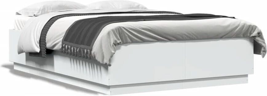 VidaXL -Bedframe-met-LED-verlichting-bewerkt-hout-wit-160x200-cm - Foto 4