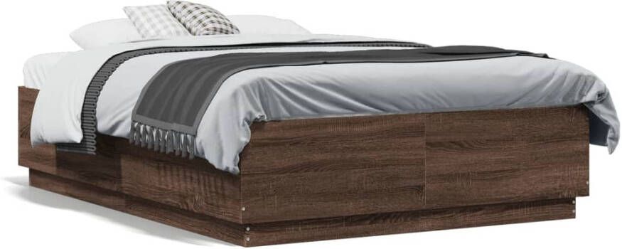 VidaXL -Bedframe-met-LED-verlichting-bruin-eikenkleurig-120x190-cm - Foto 4