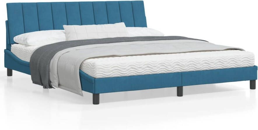 VidaXL Bedframe met LED zonder matras Hanko fluweel blauw 180x200 cm - Foto 2