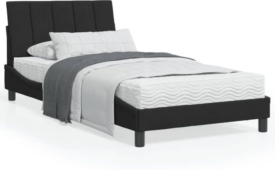 VidaXL Bedframe met LED zonder matras Hanko fluweel zwart 100x200 cm - Foto 4