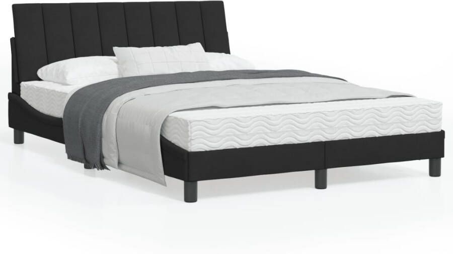 VidaXL Bedframe met LED zonder matras Hanko fluweel zwart 120x200 cm - Foto 4