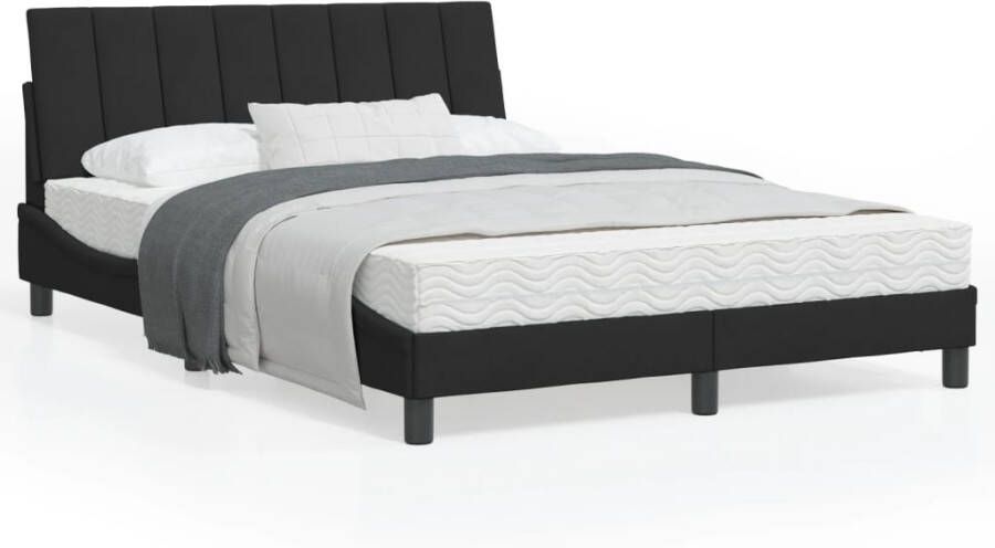 VidaXL Bedframe met LED zonder matras Hanko fluweel zwart 140x200 cm - Foto 4