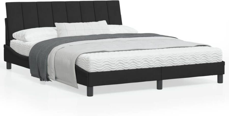 VidaXL Bedframe met LED zonder matras Hanko fluweel zwart 160x200 cm - Foto 2