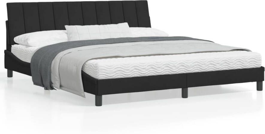 VidaXL Bedframe met LED zonder matras Hanko fluweel zwart 180x200 cm - Foto 4