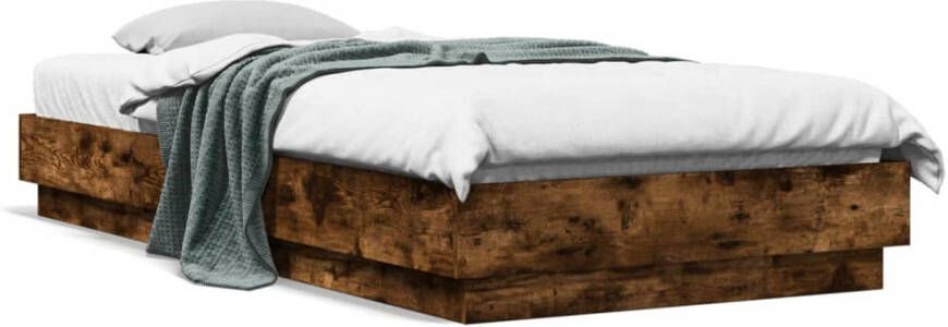 VidaXL -Bedframe-met-LED-verlichting-gerookt-eikenkleurig-100x200-cm - Foto 4