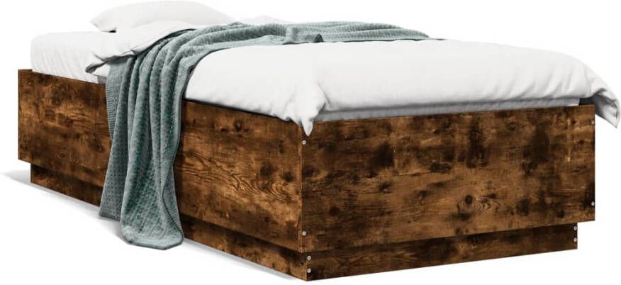VidaXL -Bedframe-met-LED-verlichting-gerookt-eikenkleurig-100x200-cm - Foto 4