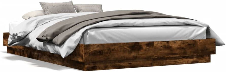 VidaXL -Bedframe-met-LED-verlichting-gerookt-eikenkleurig-160x200-cm - Foto 4