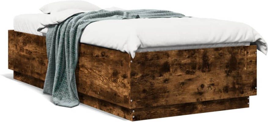VidaXL -Bedframe-met-LED-verlichting-gerookt-eikenkleurig-90x200-cm - Foto 4