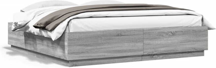 VidaXL -Bedframe-met-LED-verlichting-grijs-sonoma-eiken-180x200-cm - Foto 4
