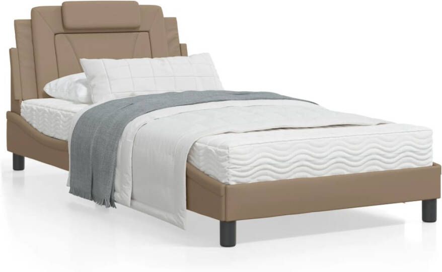 VidaXL Bedframe Viana met LED zonder matras kunstleer cappuccino 100x200 cm - Foto 7