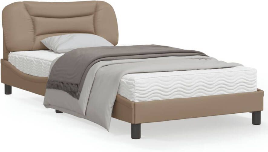 VidaXL Bedframe Viana met LED zonder matras kunstleer cappuccino 100x200 cm - Foto 5