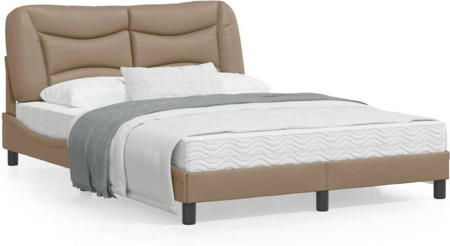 VidaXL Bedframe met LED zonder matras Hvar kunstleer cappuccino 140x200 cm - Foto 4