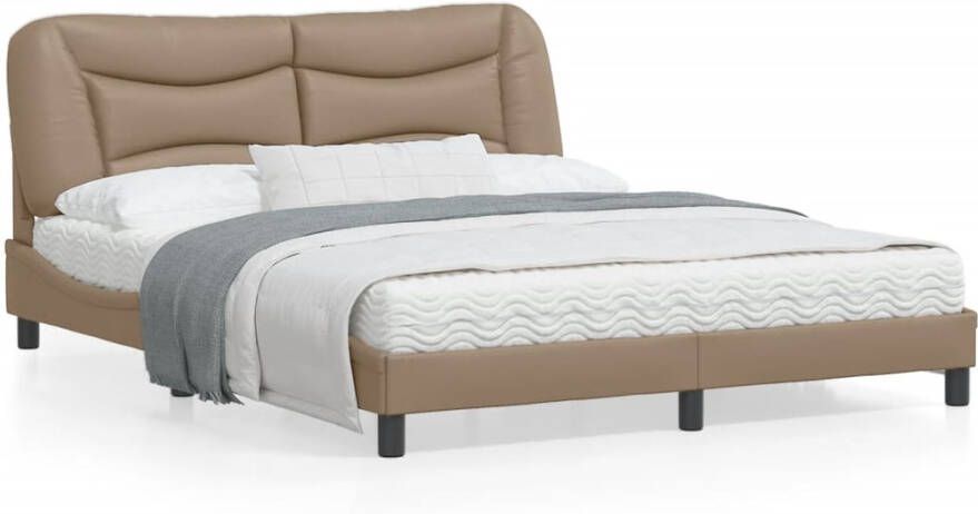 VidaXL Bedframe met LED zonder matras Hvar kunstleer cappuccino 160x200 cm - Foto 4