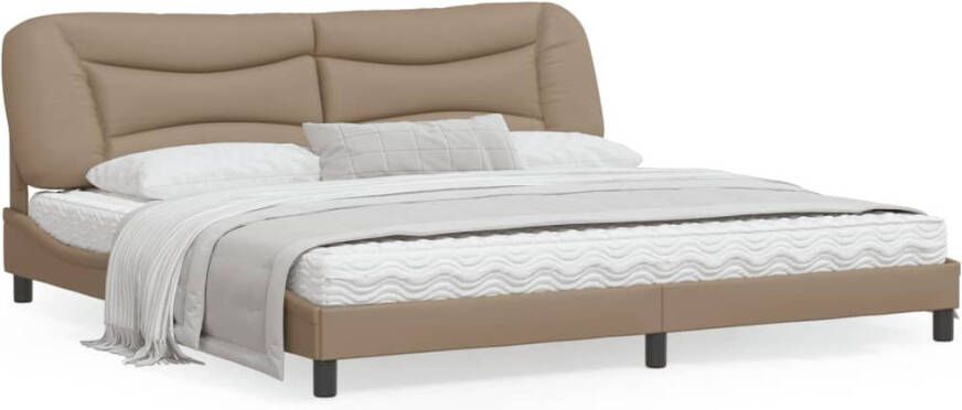 VidaXL Bedframe met LED zonder matras Hvar kunstleer cappuccino 200x200 cm - Foto 4