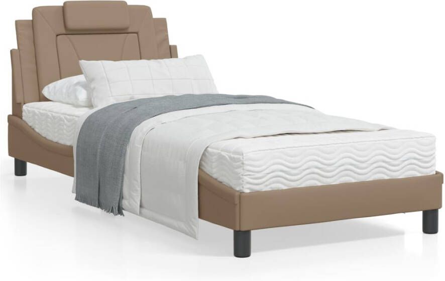VidaXL Bedframe Viana met LED zonder matras kunstleer cappuccino 80x200 cm - Foto 4