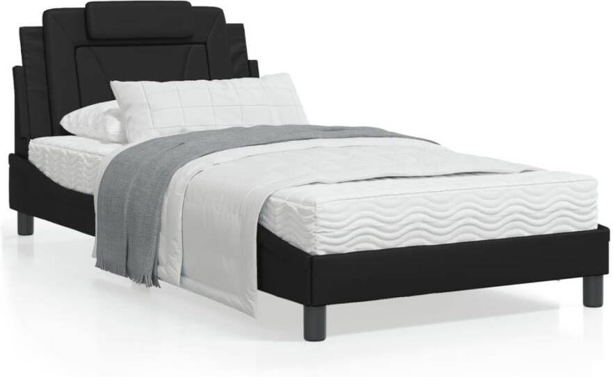 VidaXL Bedframe Viana met LED zonder matras kunstleer zwart 100x200 cm - Foto 3