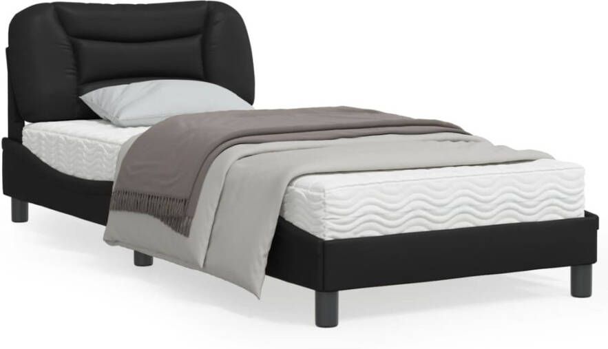VidaXL Bedframe met LED zonder matras Hvar kunstleer zwart 90x190 cm - Foto 4