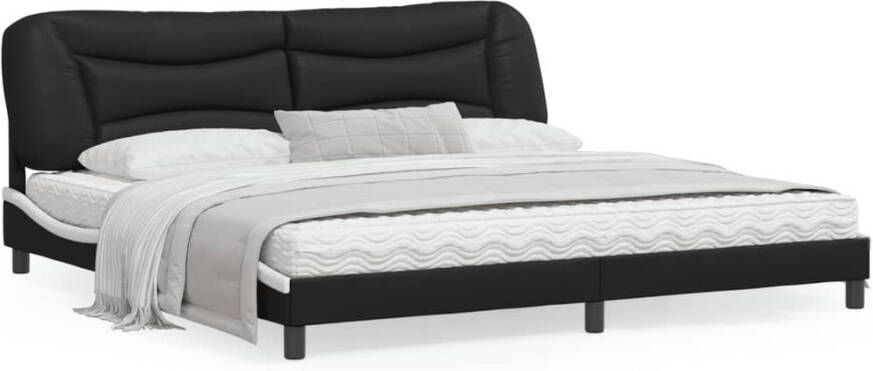 VidaXL Bedframe met LED zonder matras Zadar kunstleer zwart en wit 200x200 cm - Foto 8