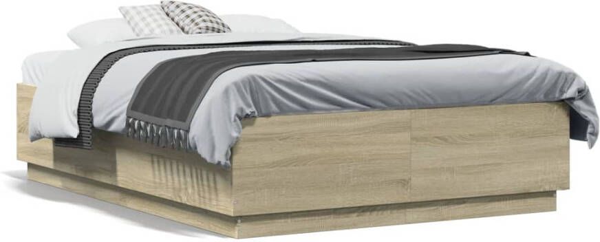 VidaXL -Bedframe-met-LED-verlichting-sonoma-eikenkleurig-140x200-cm - Foto 4