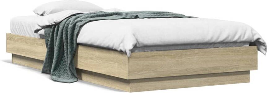 VidaXL -Bedframe-met-LED-verlichting-sonoma-eikenkleurig-75x190-cm - Foto 4