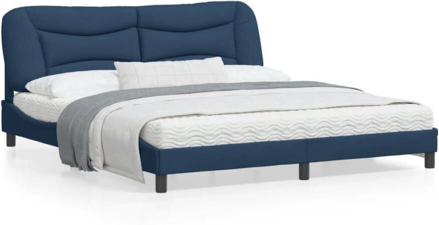 VidaXL Bedframe met LED zonder matras Hvar 180x200 cm stof blauw - Foto 4