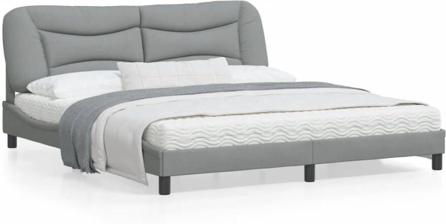 Vida XL Bedframe met LED-verlichting stof lichtgrijs 180x200 cm SKU: V3213718 - Foto 4