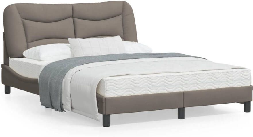 VidaXL Bedframe met LED zonder matras Hvar 120x200 cm stof taupe - Foto 4