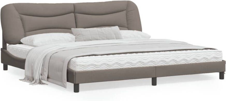 VidaXL Bedframe met LED zonder matras Hvar 200x200 cm stof taupe - Foto 4