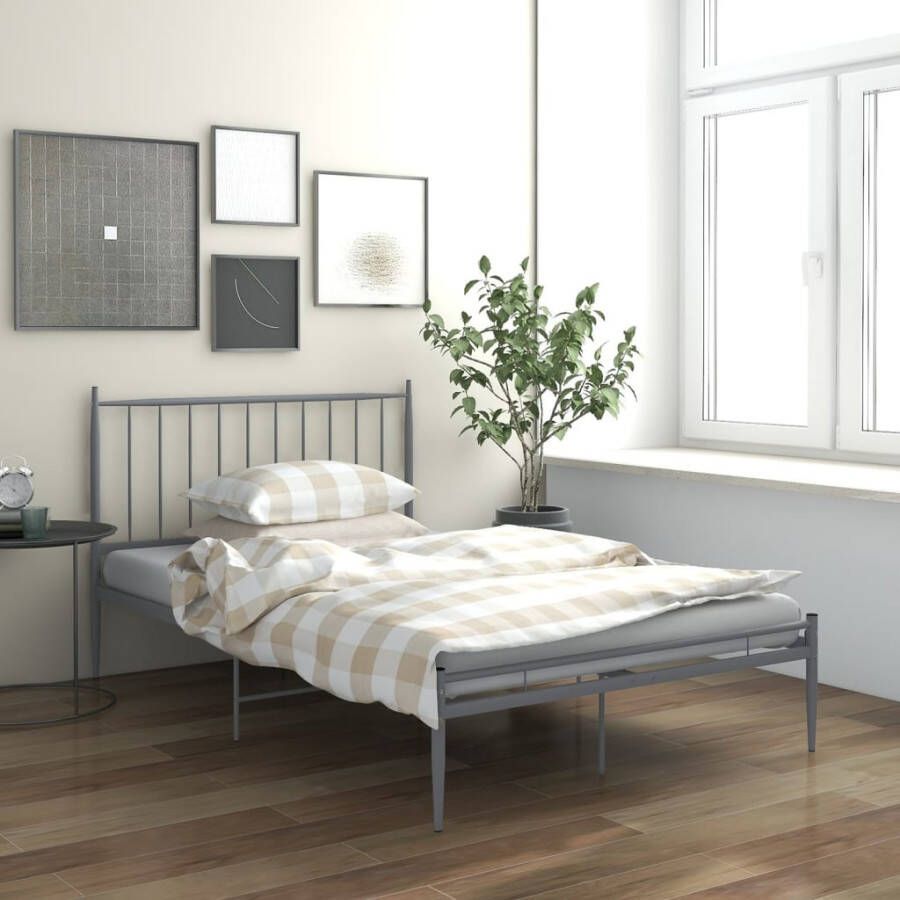 VidaXL -Bedframe-metaal-grijs-120x200-cm - Foto 3