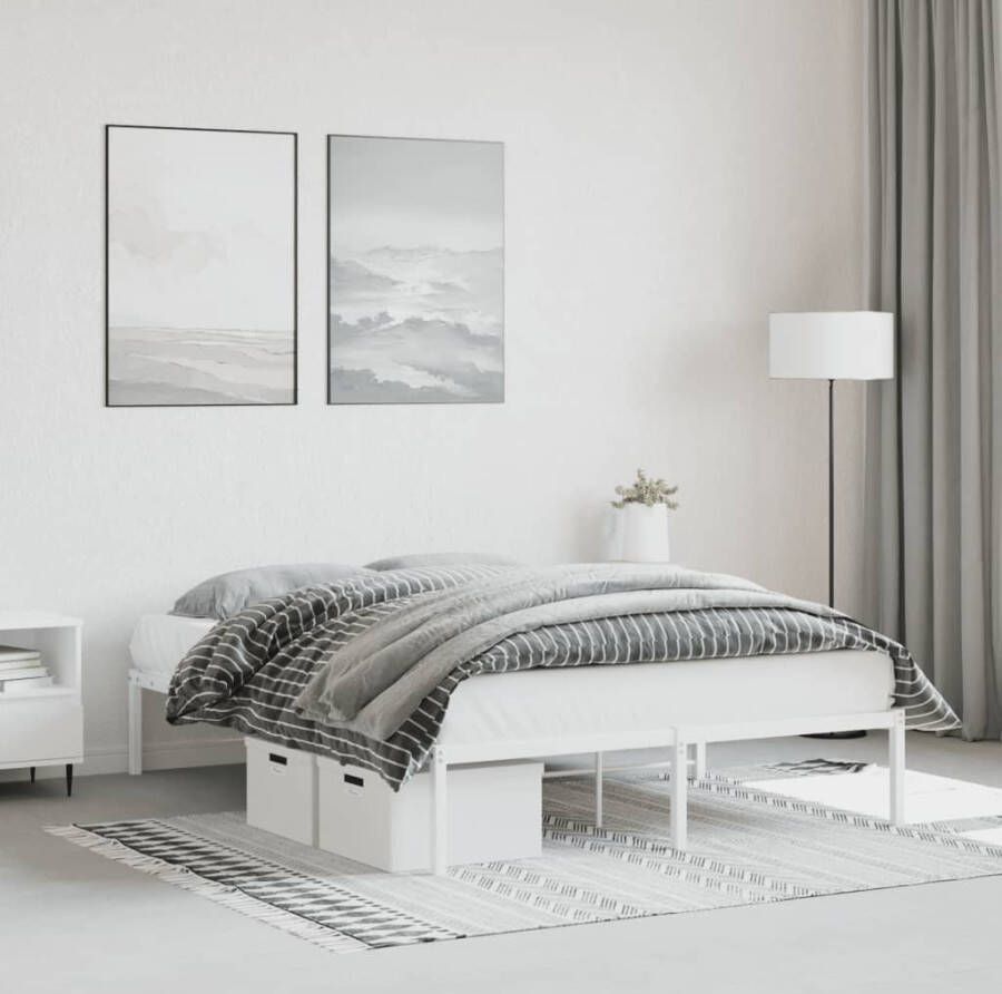 VidaXL -Bedframe-metaal-wit-140x200-cm - Foto 2