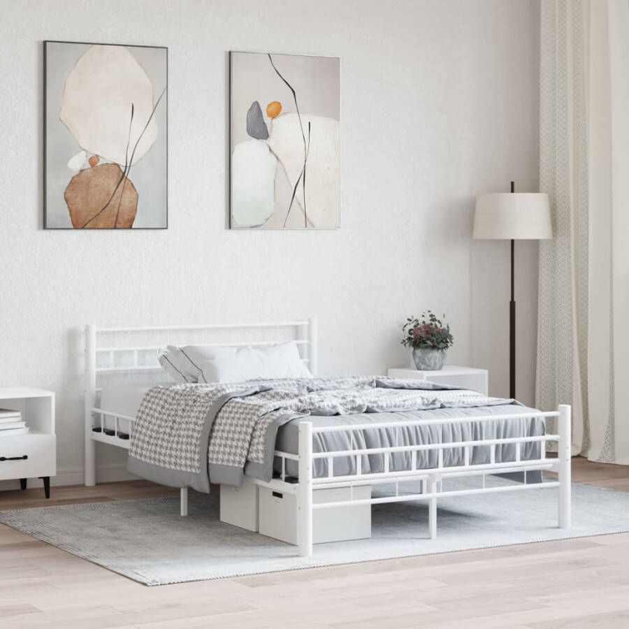 VidaXL -Bedframe-metaal-wit-140x200-cm - Foto 2