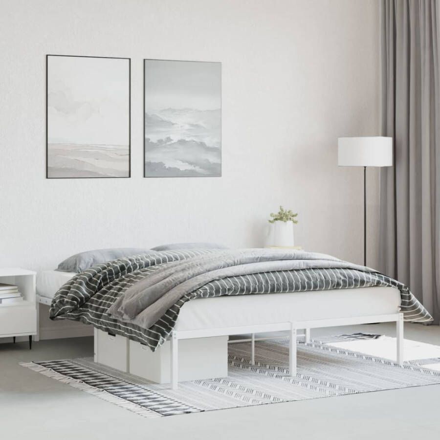 VidaXL -Bedframe-metaal-wit-150x200-cm - Foto 2