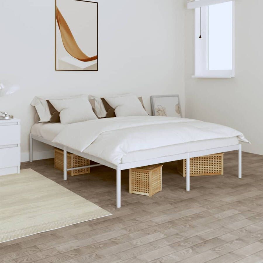 VidaXL -Bedframe-metaal-wit-160x200-cm