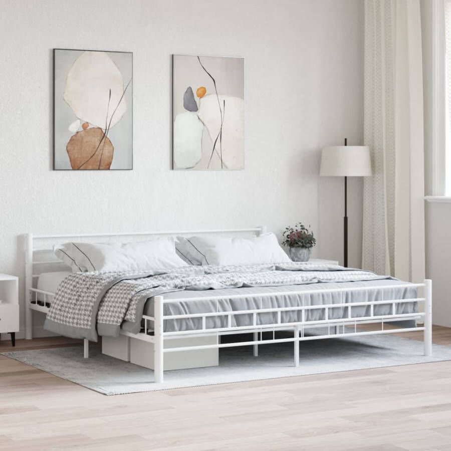 VidaXL -Bedframe-metaal-wit-200x200-cm