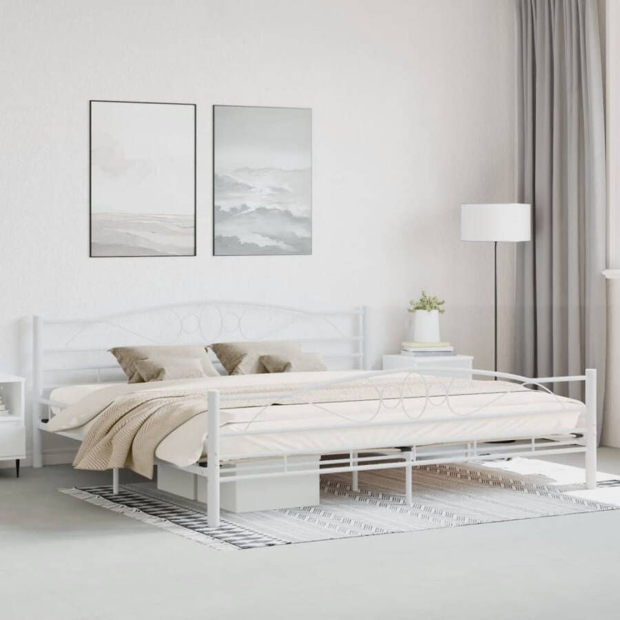 VidaXL -Bedframe-metaal-wit-200x200-cm - Foto 2