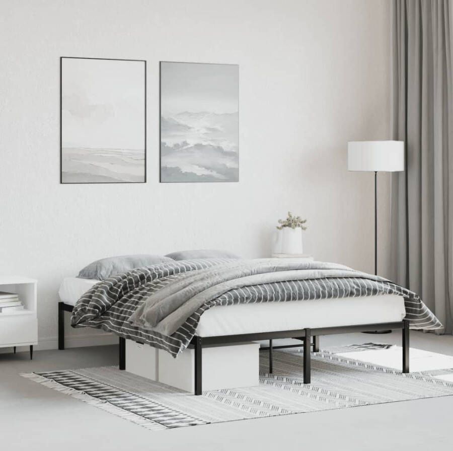 VidaXL -Bedframe-metaal-zwart-140x190-cm - Foto 2