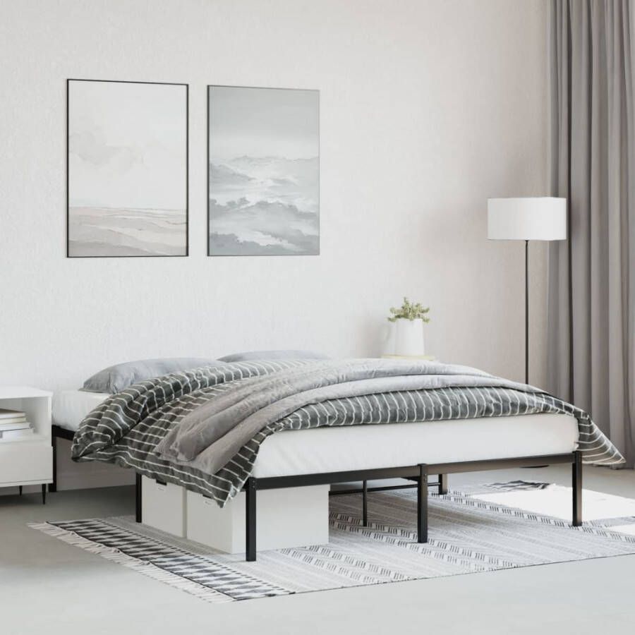 VidaXL -Bedframe-metaal-zwart-160x200-cm
