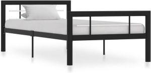 VidaXL -Bedframe-metaal-zwart-en-wit-100x200-cm