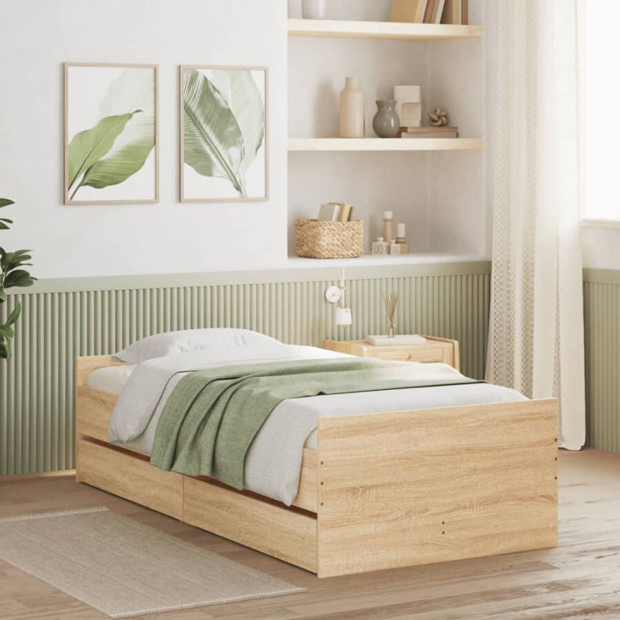 VidaXL -Bedframe-sonoma-eikenkleurig-75x190-cm-Small-Single