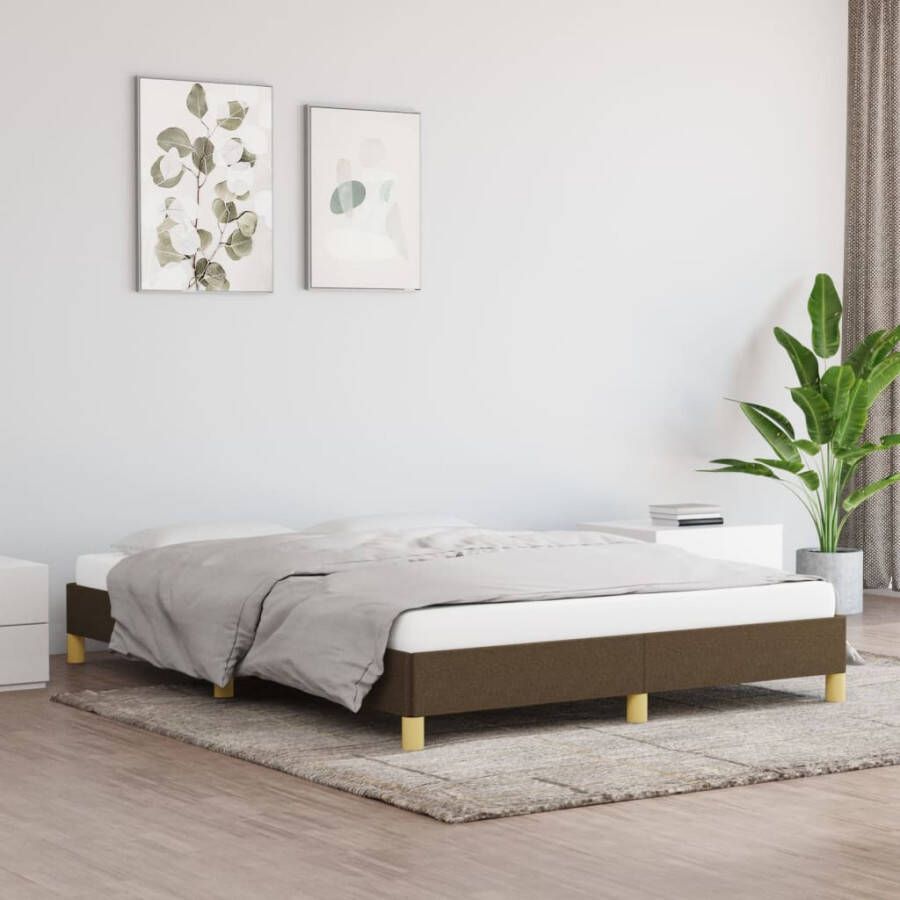 VidaXL Bedframe zonder matras stof donkerbruin 160x200 cm