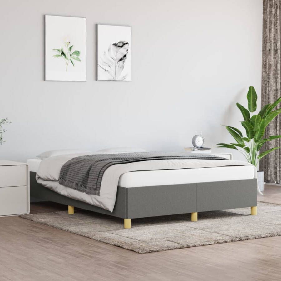 VidaXL Bedframe zonder matras stof donkergrijs 140x190 cm