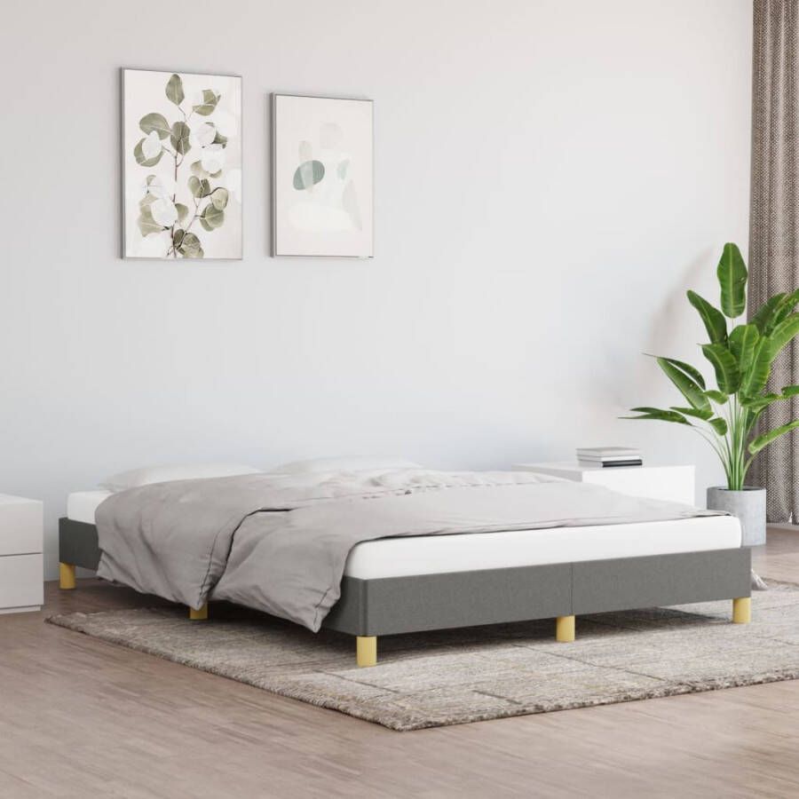 VidaXL Bedframe zonder matras stof donkergrijs 140x200 cm