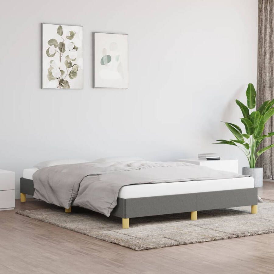 VidaXL Bedframe zonder matras stof donkergrijs 160x200 cm